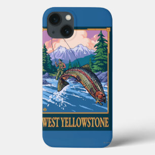 iPhone 13 Coque Scène de pêche de mouche - Yellowstone occidental