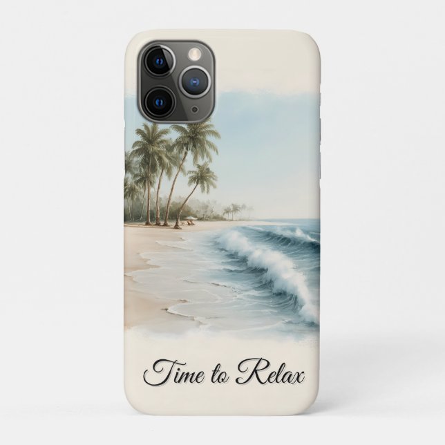Coques Case-Mate iPhone Scène de plage tropicale à l'aquarelle (Dos)