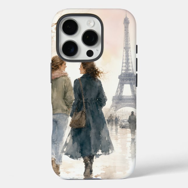 Coques Case-Mate iPhone Scène de rue romantique de Paris en impression (Verso)