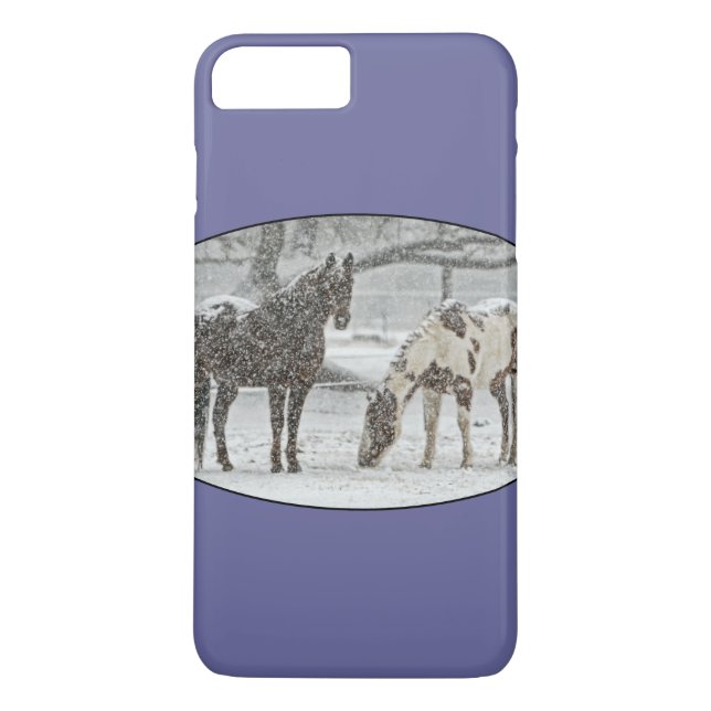 Coques Case-Mate iPhone Scène d'hiver avec 2 chevaux (Dos)