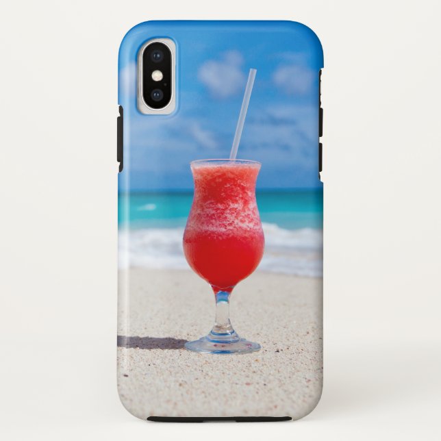 Coques Case-Mate iPhone Scène tropicale de plage avec le cocktail de (Dos)