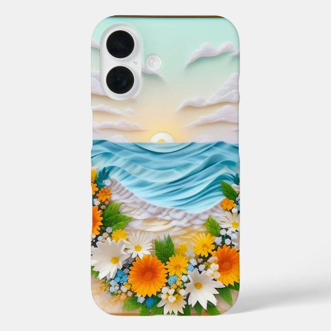 Coques Case-Mate iPhone Scène vibrante de papier craft de vagues océanique (Verso)