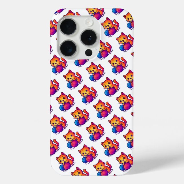 Coques Case-Mate iPhone Scène Whimsical de Tricot de chats Kawaii avec sur (Verso)