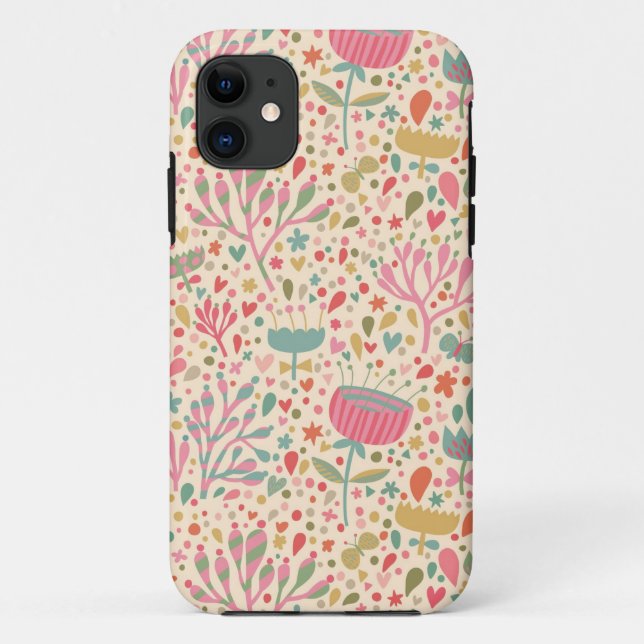 Coques Case-Mate iPhone Schéma floral clair (Dos)
