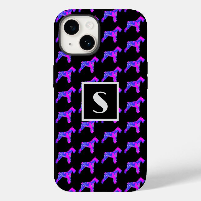Coques Case-Mate iPhone Schnauzer Chien rose Silhouette Mono noir (Verso)