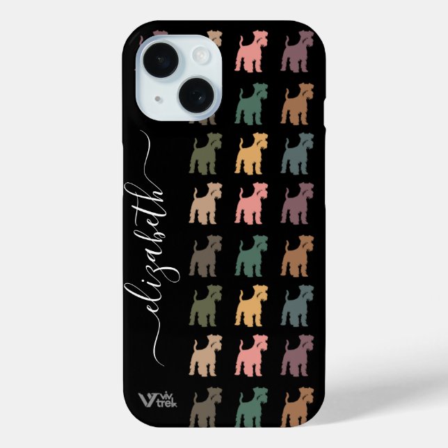Coques Case-Mate iPhone Schnauzer Personnalisé Rétro Floral Nom Boho Amour (Verso)