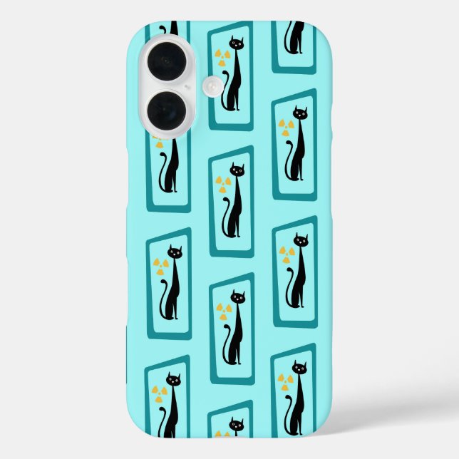Coques Case-Mate iPhone Schrödinger's Cat Mid Century Moderne bleu pâle (Verso)