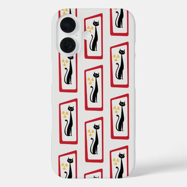 Coques Case-Mate iPhone Schrödinger's Cat Mid Century Rouge moderne (Verso)