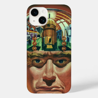 Coque Pour iPhone 14 Science-fiction vintage, Cerveau Alien dans le Lab