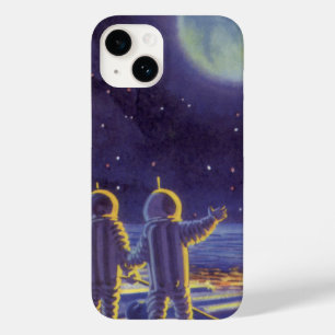 Coque Pour iPhone 14 Science-fiction vintage d'aliens sur la lune de la