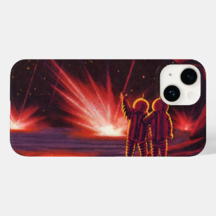 Coque Pour iPhone 14 Science-fiction vintage Explosion de planète rouge