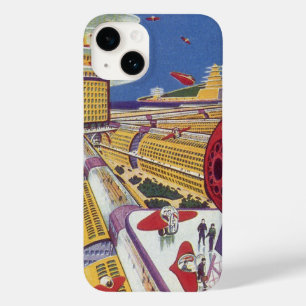 Coque Pour iPhone 14 Science-fiction vintage, New York City futuriste