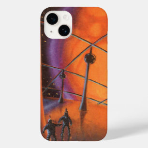 Coque Pour iPhone 14 Science-fiction vintage, Orange Sun et Aliens