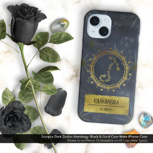 Coque Pour iPhone 16 Scorpio Dark Zodiac Astrologie : Noir & Or