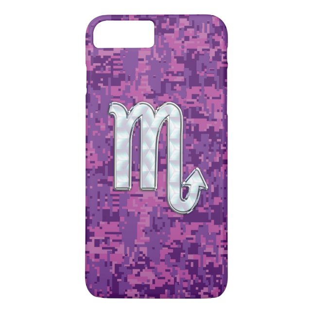 Coques Case-Mate iPhone Scorpio Zodiac Sign on Fuchsia Digital Camo (Dos)