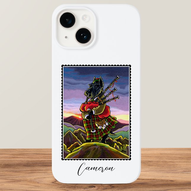 Coques Case-Mate iPhone Scottish Terrier Bagpipes Kilt Dog Nom personnalis (Créateur téléchargé)