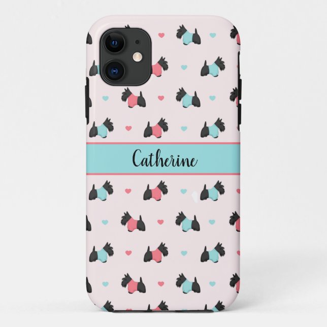 Coques Case-Mate iPhone Scottish Terrier et Hearts (Dos)