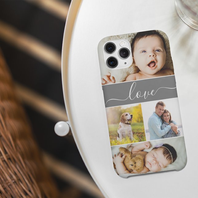 Coques Case-Mate iPhone Script d'amour personnalisé de collection de photo (iphone case family love photo collage. customizable modern design template)