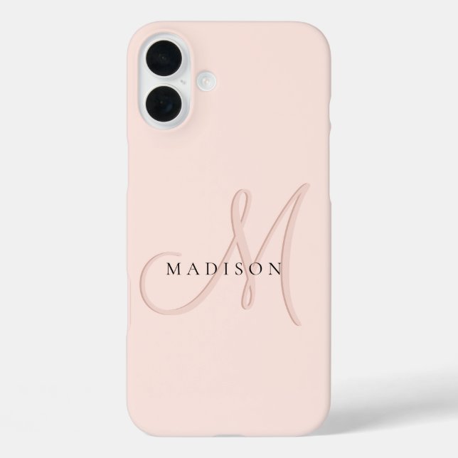 Coques Case-Mate iPhone Script De Monogramme Rose Clair Et Élégant (Verso)