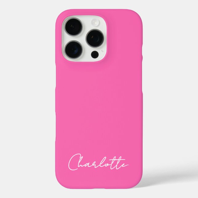 Coques Case-Mate iPhone Script de nom personnalisé Chic Hot Rose (Verso)