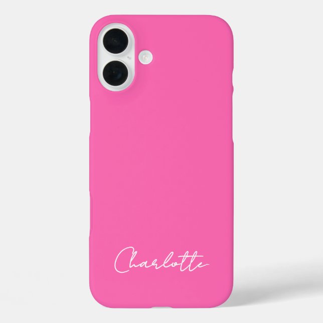 Coques Case-Mate iPhone Script de nom personnalisé Chic Hot Rose (Verso)