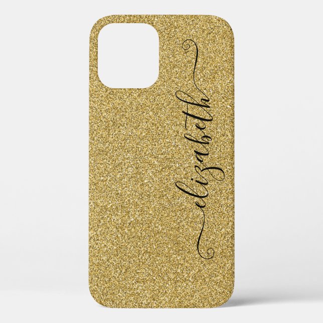 Coques Case-Mate iPhone Script élégant personnalisé avec paillettes dorées (Verso)