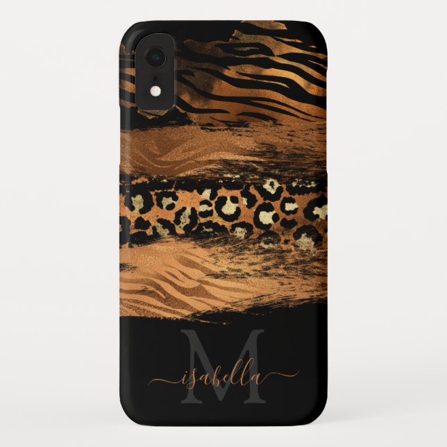 Coques Case-Mate iPhone Script en cuivre moderne monogramme (Dos)