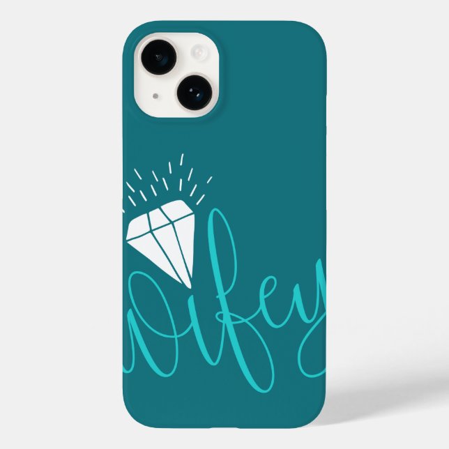 Coques Case-Mate iPhone Script et diamant turquoise Wifey (Verso)