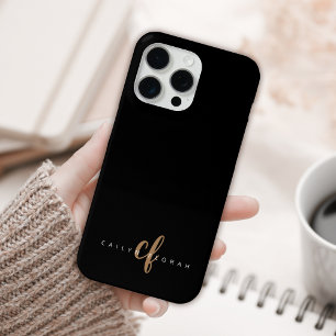 Coque Case-Mate iPhone Script féminin Black Gold moderne Monogramme