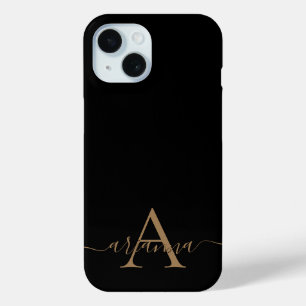 Coque Case-Mate iPhone Script féminin Black Gold moderne Monogramme