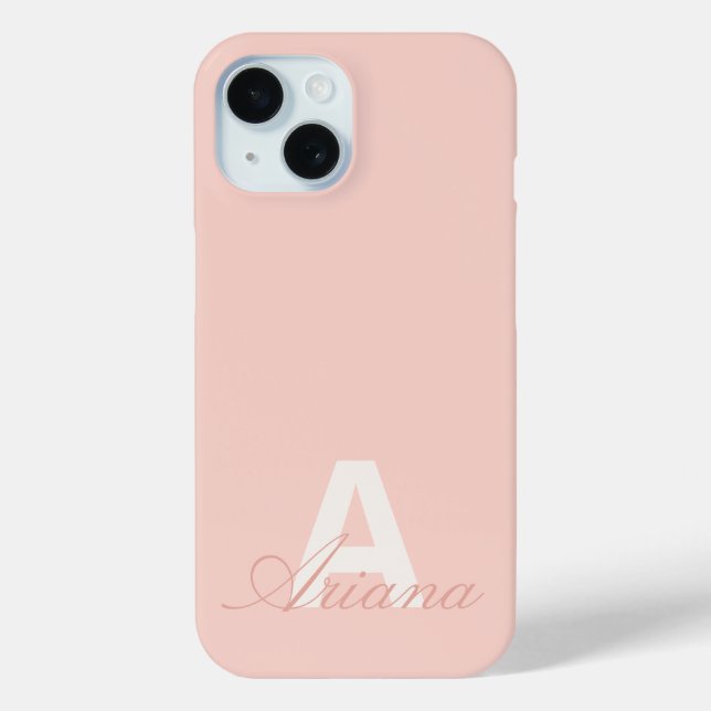 Coques Case-Mate iPhone Script Feminine Rose-Bleu Moderne Monogramme (Verso)