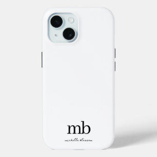 Coque Case-Mate iPhone Script moderne noir blanc tendance Monogramme init