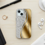 Coque Case-Mate iPhone Script personnalisé Diamond Bling Gold<br><div class="desc">Toute parties scintillant ou diamants dans le design sont des photos et simulés. Cette conception peut être personnalisée dans la zone fournie en modifiant la photo et/ou le texte. Vous pouvez également le customiser en cliquant sur Personnaliser ce Modèle, puis en choisissant l'option cliquer pour customiser et supprimer ou modifier...</div>