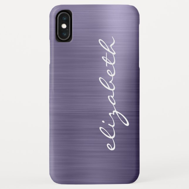 Coques Case-Mate iPhone Script personnalisé en métal brossé lavande (Dos)