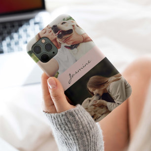 Coque Case-Mate iPhone Script rose poudré personnalisé 2 photos pour amat