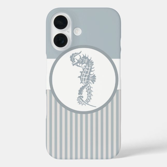 Coques Case-Mate iPhone Seahorse Bleu Classique Nautique Élégant (Verso)