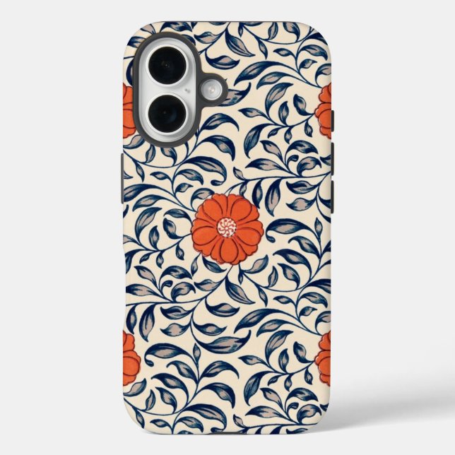 Coques Case-Mate iPhone Seamless floral pattern with vibrant orange flower (Verso)