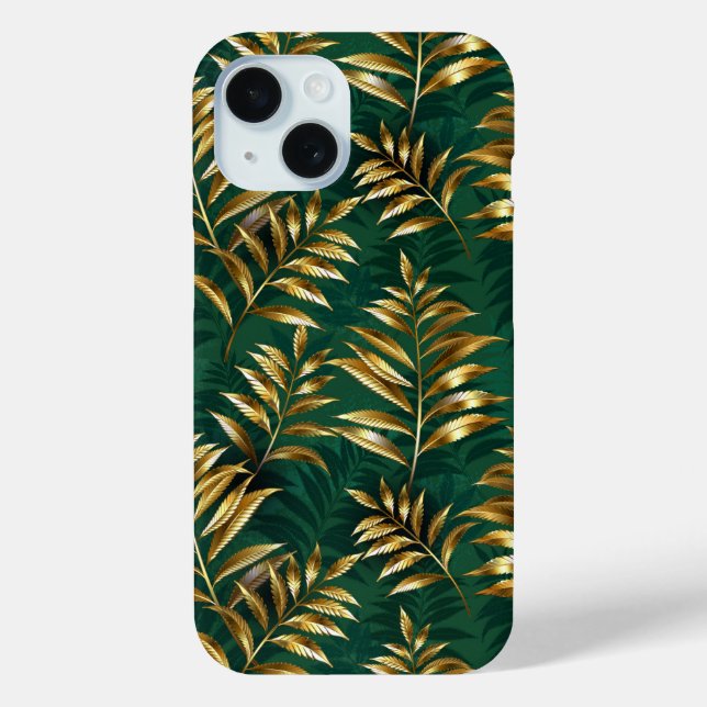 Coques Case-Mate iPhone Seamless pattern with golden ferns (Verso)