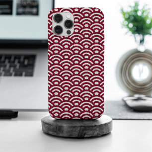 Coque Case-Mate iPhone Seigaiha, Vagues, Japonais, Bourgogne et Blanc