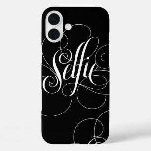 Coque Pour iPhone 16 Plus SELFIE Calligaphie Lettres noir blanc Élégance