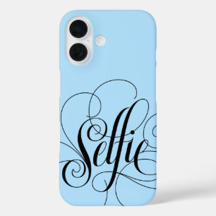 Coques iPhone 16 SELFIE Calligraphie Lettrage Ice Blue Mode