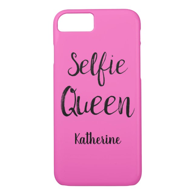 Coques Case-Mate iPhone Selfie Nom Reine Personnalisé rose brillant Fuchsi (Dos)