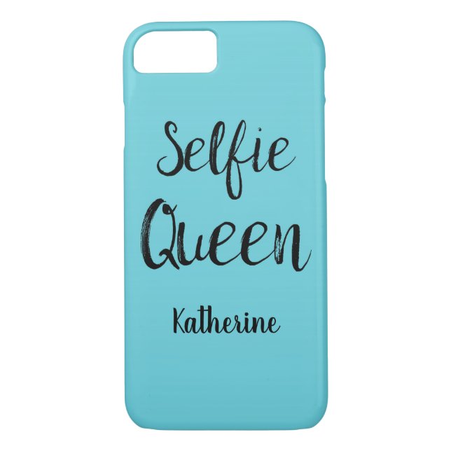 Coques Case-Mate iPhone Selfie Nom Reine Personnalisé Turquoise Turquoise  (Dos)