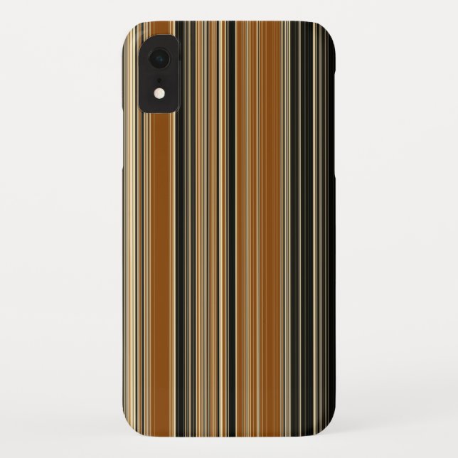 Coques Case-Mate iPhone Selle Brown et Motif à rayures noires (Dos)