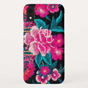 Case-Mate iPhone Case Semblage brodé boho floral noir rose
