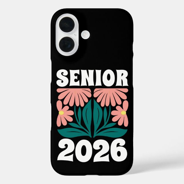 Coques Case-Mate iPhone Senior 2026 Custom Retro Groovy Flowers Graduation (Verso)