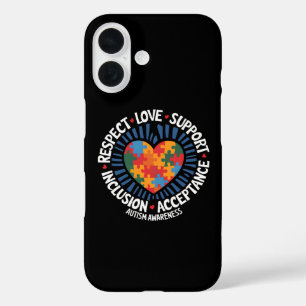 Coque Pour iPhone 16 Sensibilisation à l'autisme Autistique Respect Amo