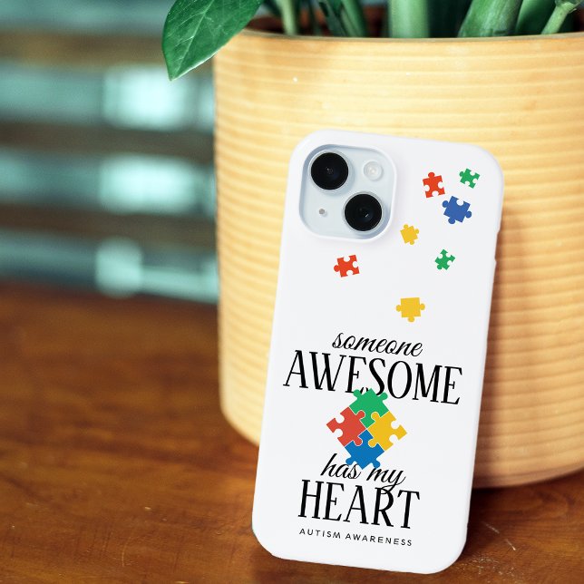 Coques Case-Mate iPhone Sensibilisation à l'autisme Quelqu'un de génial a  (Autism Awareness Someone Awesome Has My Heart Case-Mate iPhone Case)