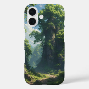 Coque Pour iPhone 16 Sentier forestier aux taches de soleil