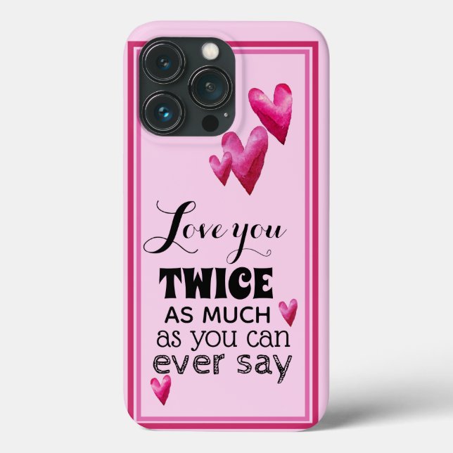 Coques Case-Mate iPhone Sentiment « Je t'aime deux fois plus » - Cœurs (Verso)